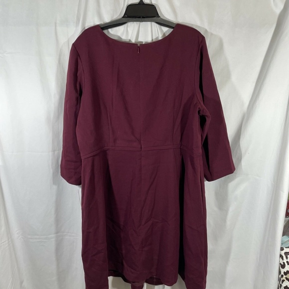 NWT Eliza J [ PLUS‎ SZ 20W ] Pleat Front Fit & Flare Dress in Oxblood Red - Picture 7 of 12